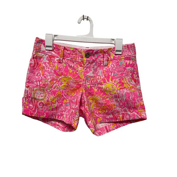 Lilly Pulitzer The Callahan Short Tiki stand pink yellow size 2 - Picture 1 of 7
